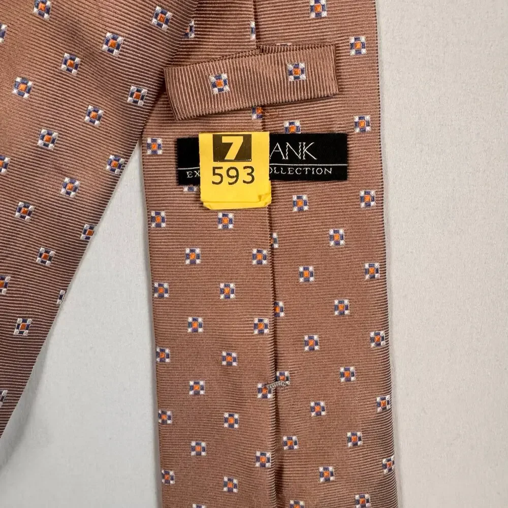 Jos. A. Bank Men’s Executive Collection Silk Necktie Tan Geometric Tie Classic